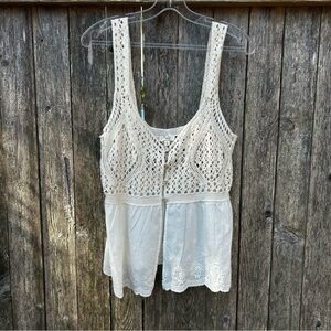 Dizzy Cream Crochet Button-Up Top Size M